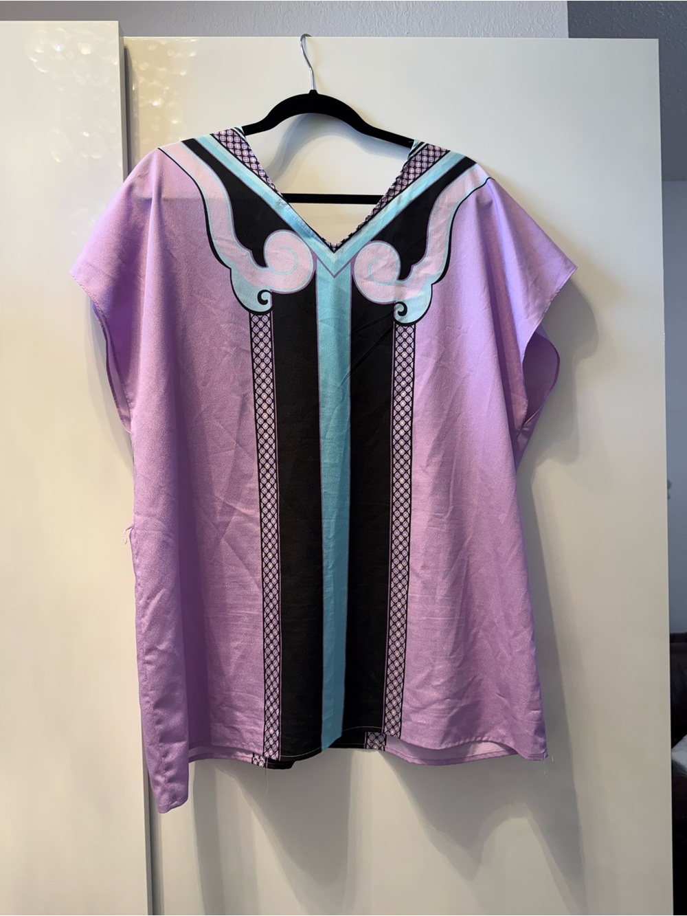 New York & Company Lavender Tunic with Black and Turquoise Panel
